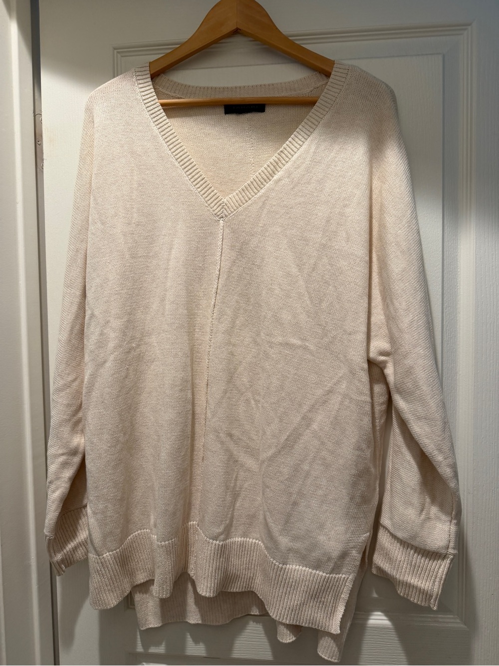 Tahari Cream Oversized High Low Tunic Sweater /Dress L